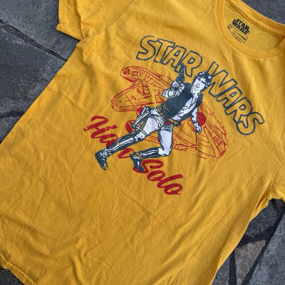 Star Wars Hans Solo Shirt Medium Yellow Millennium Falcon Movie Fifth Sun